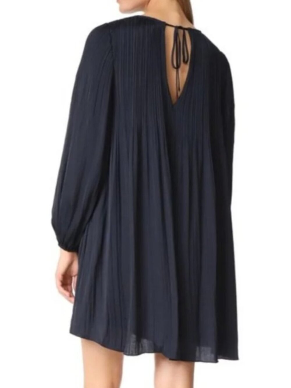 Elizabeth and James Florrie Pleated Plisse Bubble Shift Dress Dark Navy Blue M